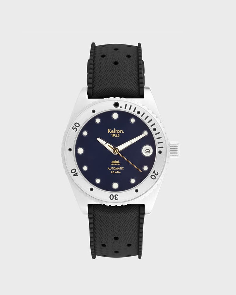 Kelton 1955 Mini Tropic Navy – zegarek do nurkowania 20 ATM (czarny pasek) Kelton 1955 Mini Tropic Navy – zegarek do nurkowania 20 ATM (czarny pasek)