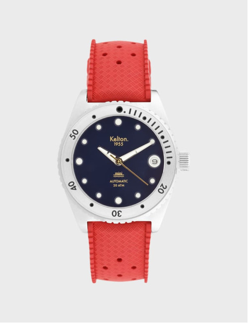 Zegarek do nurkowania Kelton 1955 Mini Tropic Navy 20 ATM (czerwony pasek)