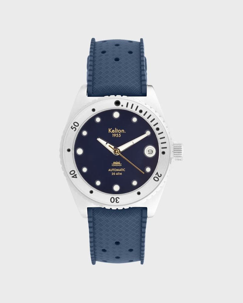 Kelton 1955 Mini Tropic Navy – zegarek do nurkowania 20 ATM (granatowy pasek) Kelton 1955 Mini Tropic Navy – zegarek do nurkowania 20 ATM (granatowy pasek)