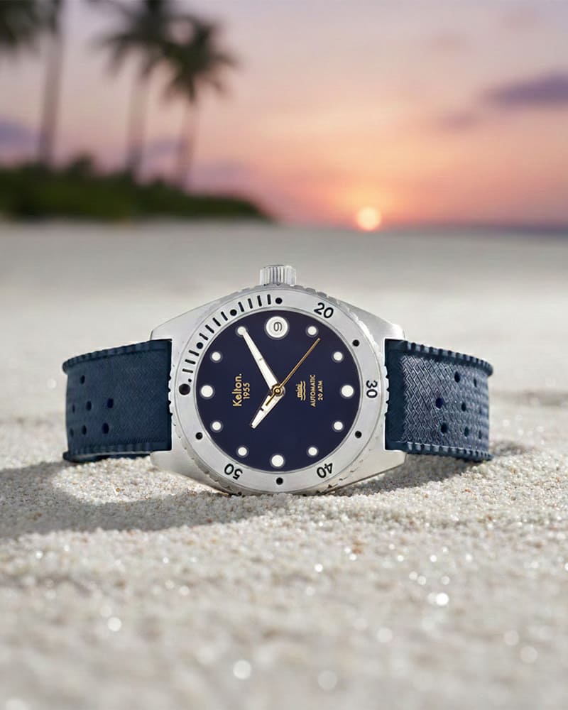 Kelton 1955 Mini Tropic Navy – zegarek do nurkowania 20 ATM (granatowy pasek) Kelton 1955 Mini Tropic Navy – zegarek do nurkowania 20 ATM (granatowy pasek)