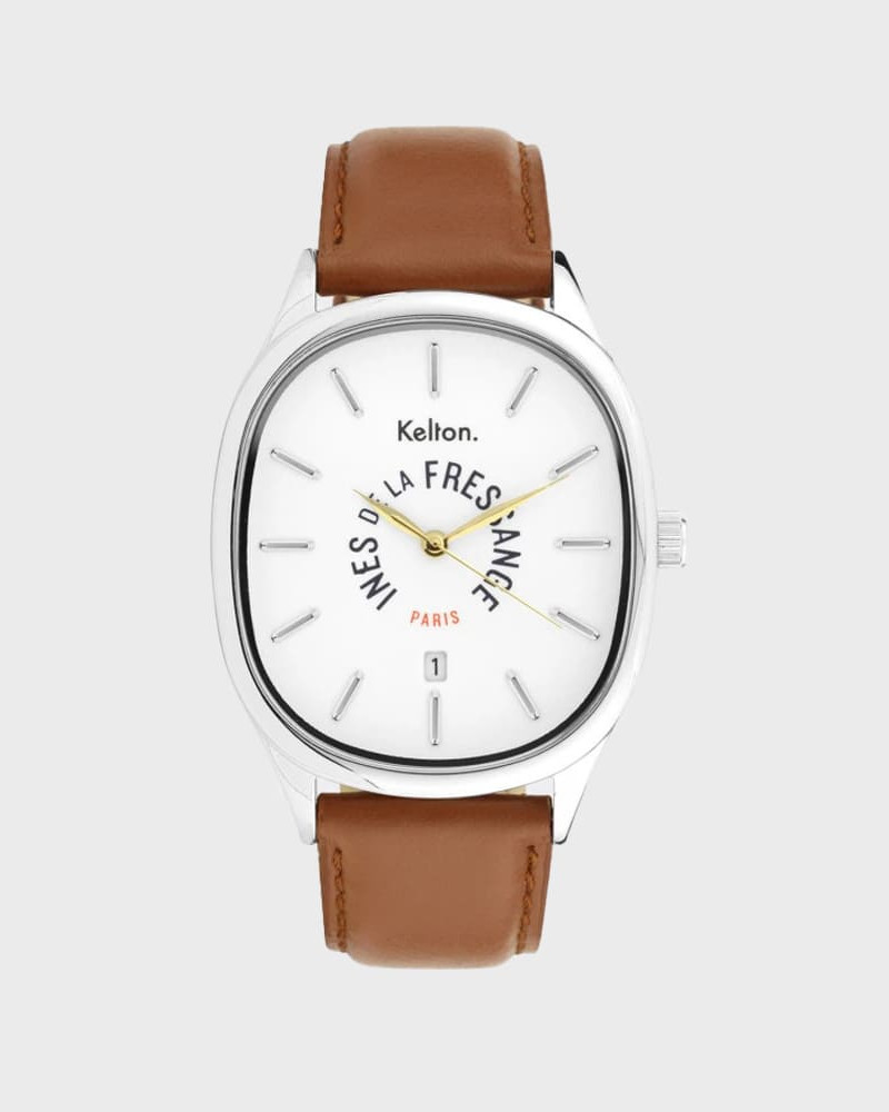 Kelton Grande Colorama Camel x Ines de la Fressange Paris – zegarek kolorowy damski (karamelowy pasek)