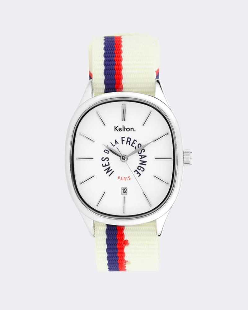 Kelton Grande Colorama Sport ecru x Ines de la Fressange Paris – zegarek kolorowy biały / wielokolorowy