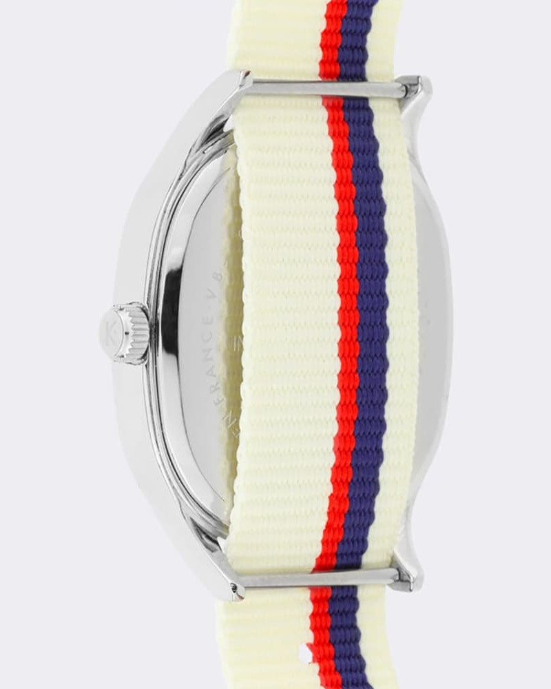 Kelton Grande Colorama Sport ecru x Ines de la Fressange Paris – modny zegarek kolorowy biały z paskiem z materiału rPET Kelton Grande Colorama Sport ecru x Ines de la Fressange Paris – modny zegarek kolorowy biały z paskiem z materiału rPET