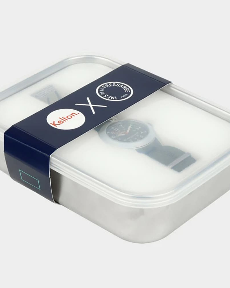 Kelton Grande Colorama Sport ecru x Ines de la Fressange Paris – modny zegarek kolorowy biały z paskiem z materiału rPET Kelton Grande Colorama Sport ecru x Ines de la Fressange Paris – modny zegarek kolorowy biały z paskiem z materiału rPET