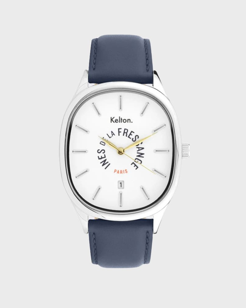 Kelton Grande Colorama Navy x Ines de la Fressange Paris – zegarek kolorowy damski (granatowy pasek)