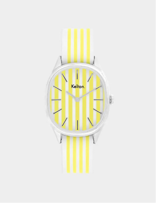 Zegarek kolorowy damski żółto-biały Kelton Colorama Rayée - Giorgio