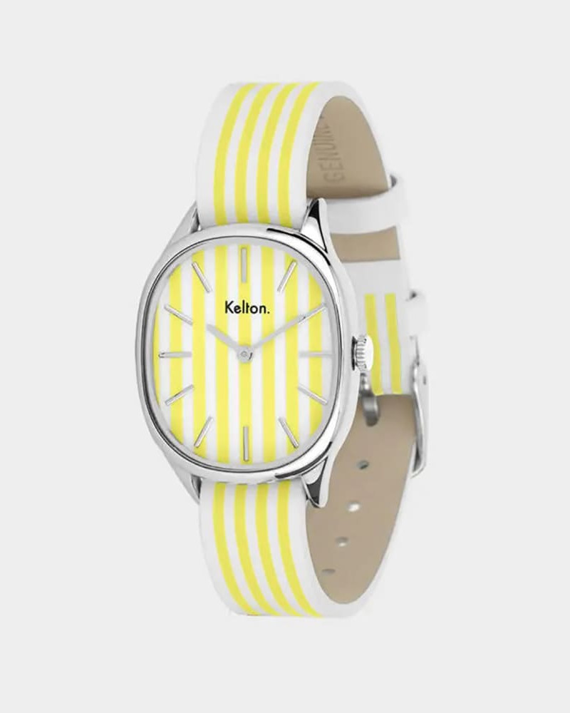 Kelton Colorama Rayée - Giorgio damski kolorowy zegarek żółto-biały Kelton Colorama Rayée - Giorgio damski kolorowy zegarek żółto-biały