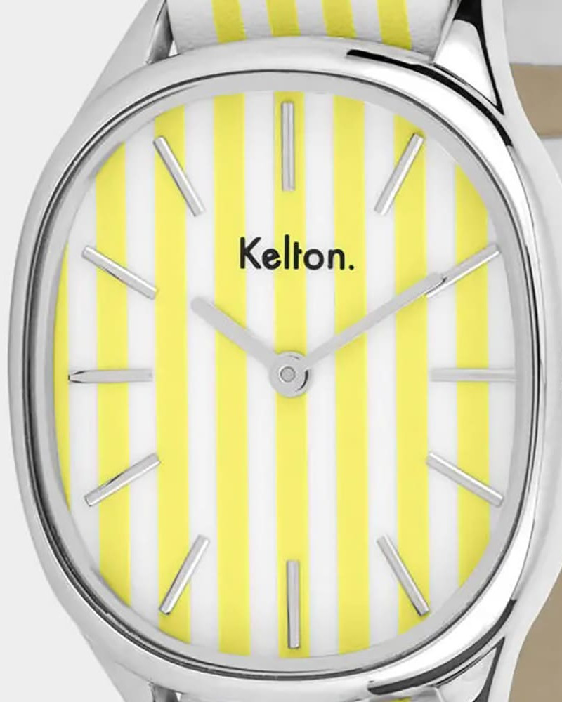 Kelton Colorama Rayée - Giorgio damski kolorowy zegarek żółto-biały Kelton Colorama Rayée - Giorgio damski kolorowy zegarek żółto-biały