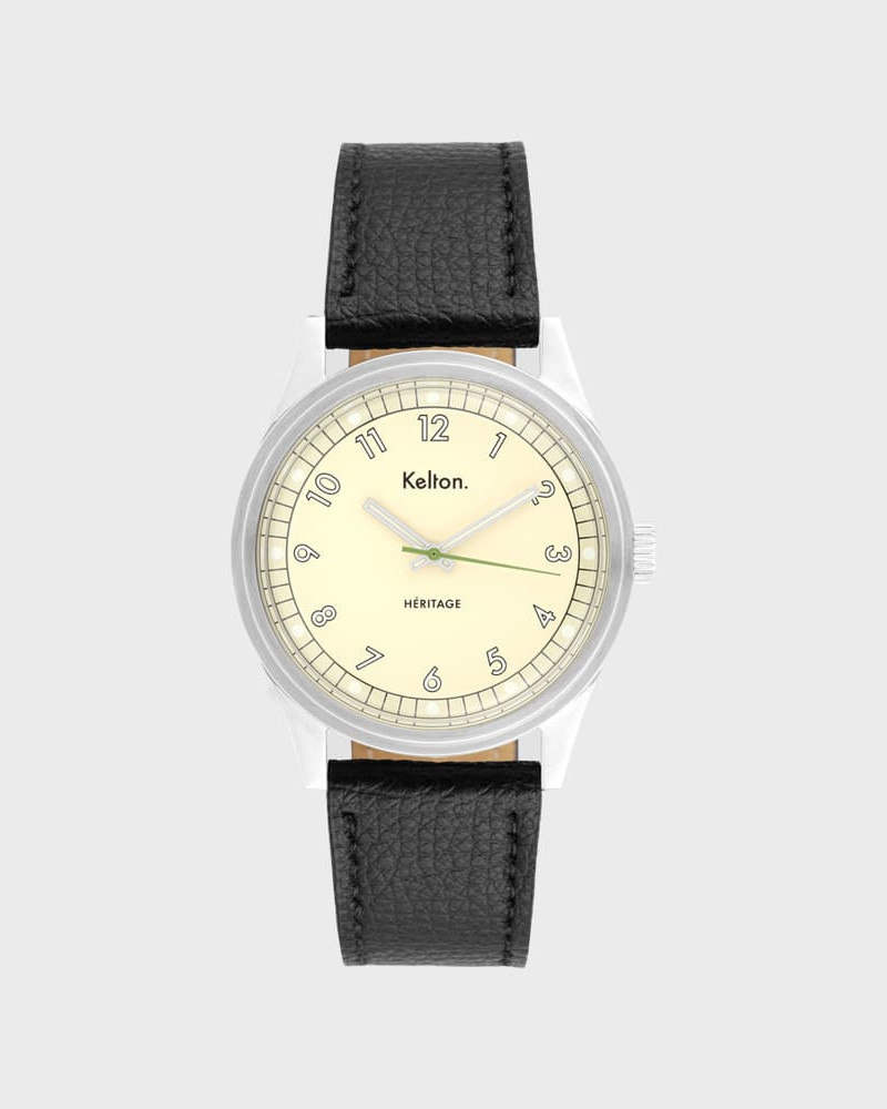 Kelton Héritage Champagne Epsom Black – zegarek retro szampański (czarny pasek)