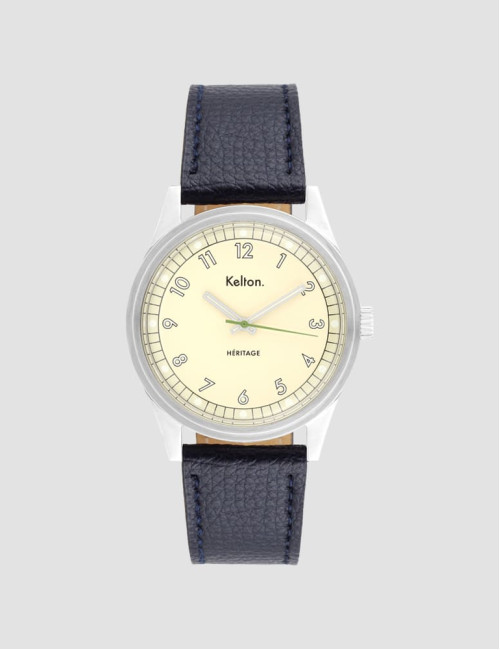 Zegarek retro kolorowy szampański Kelton Héritage Champagne Epsom Navy (granatowy pasek)