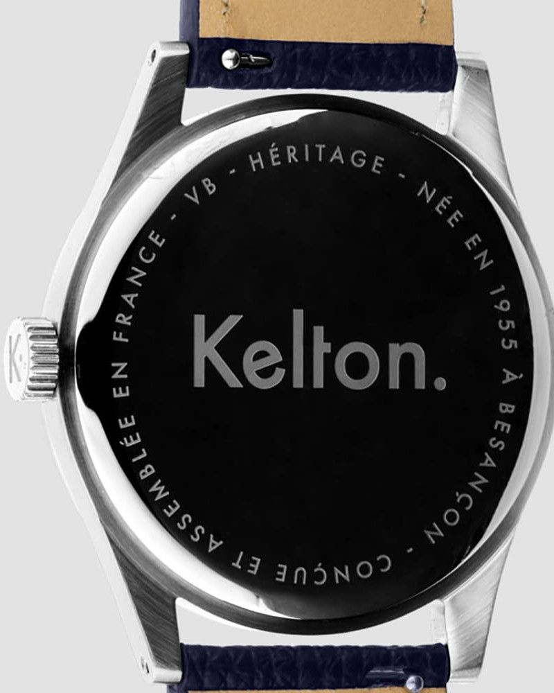 Kelton Héritage Champagne Epsom Navy – zegarek retro kolorowy szampański z paskiem Epsom granatowy Kelton Héritage Champagne Epsom Navy – zegarek retro kolorowy szampański z paskiem Epsom granatowy