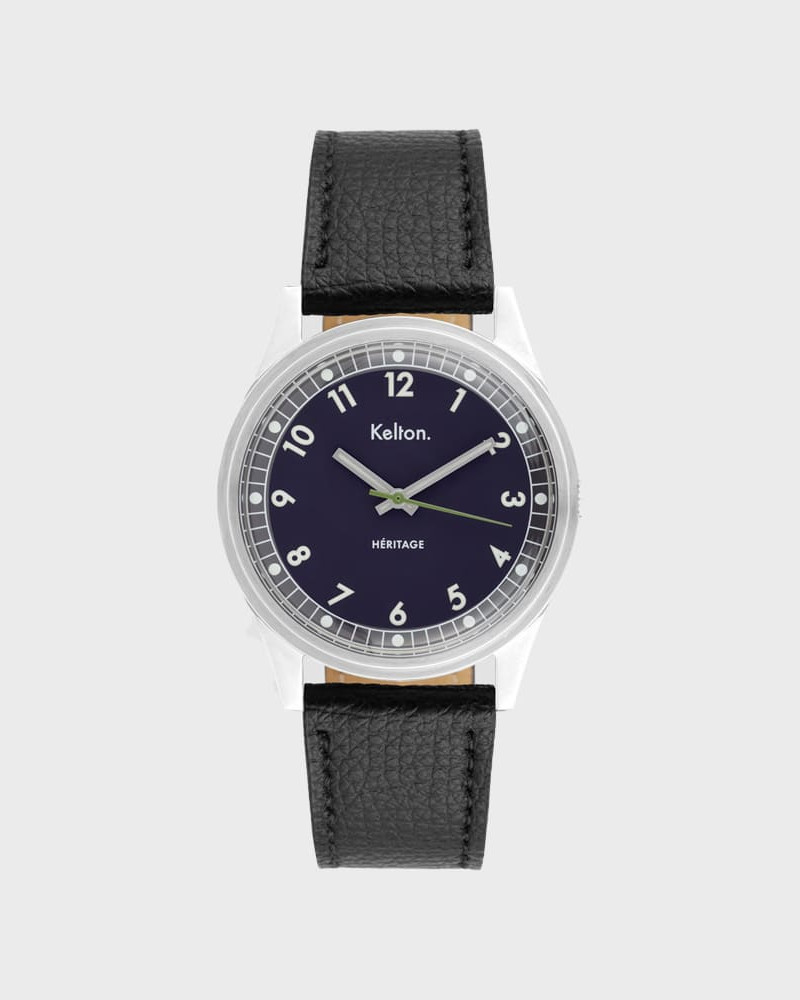 Kelton Héritage Navy Epsom Black – zegarek retro granatowy + czarny pasek