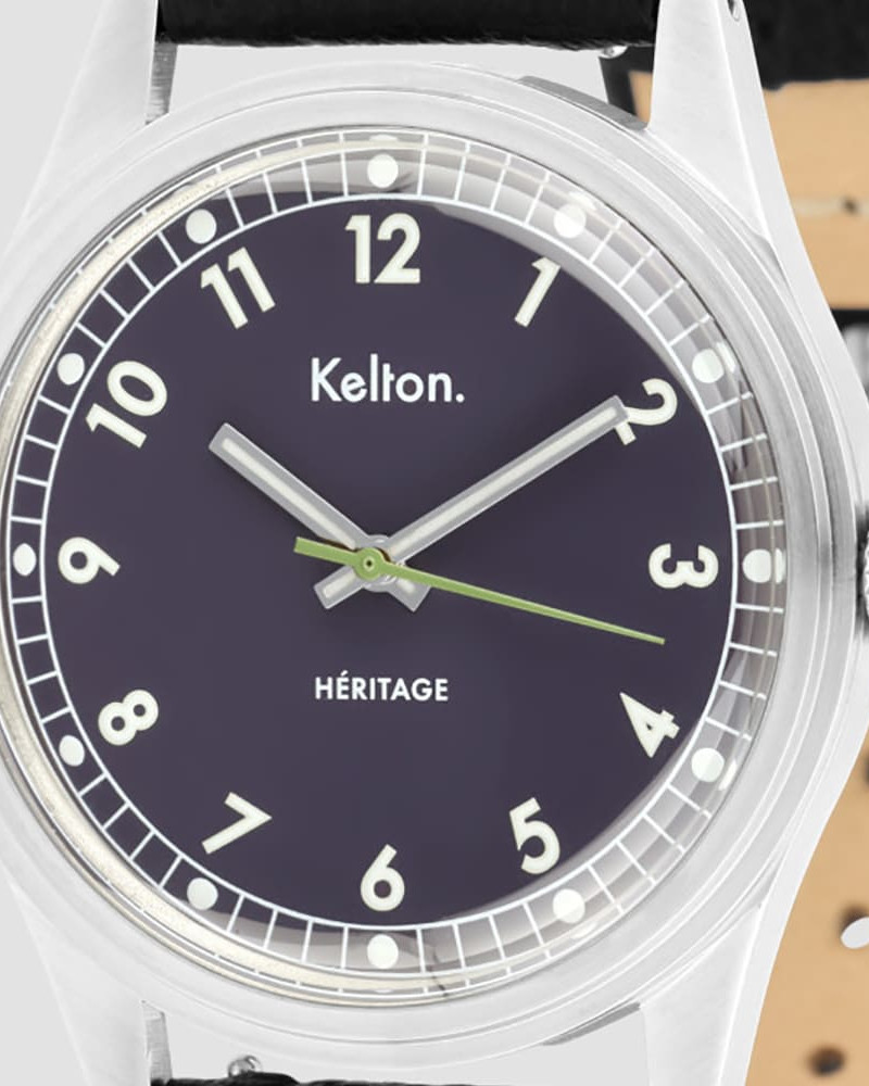 Kelton Héritage Navy Epsom Black – zegarek retro kolorowy granatowy z paskiem Epsom Kelton Héritage Navy Epsom Black – zegarek retro kolorowy granatowy z paskiem Epsom