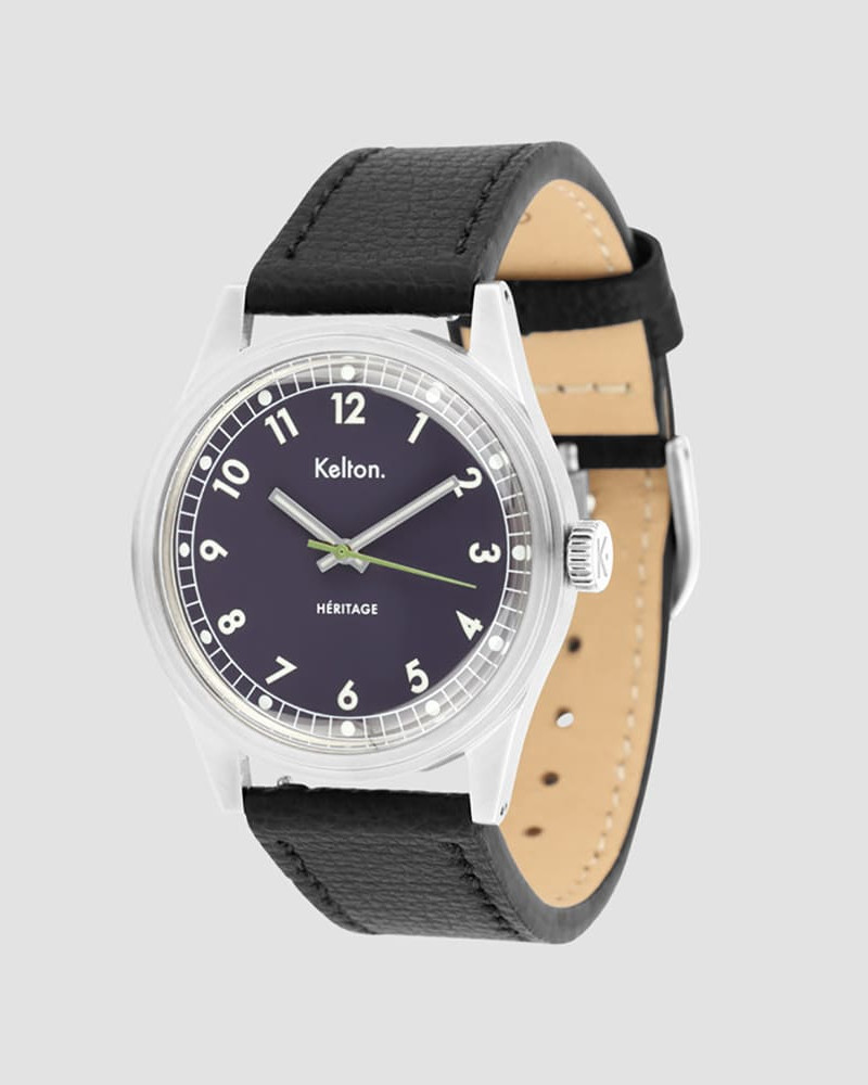 Kelton Héritage Navy Epsom Black – zegarek retro kolorowy granatowy z paskiem Epsom Kelton Héritage Navy Epsom Black – zegarek retro kolorowy granatowy z paskiem Epsom