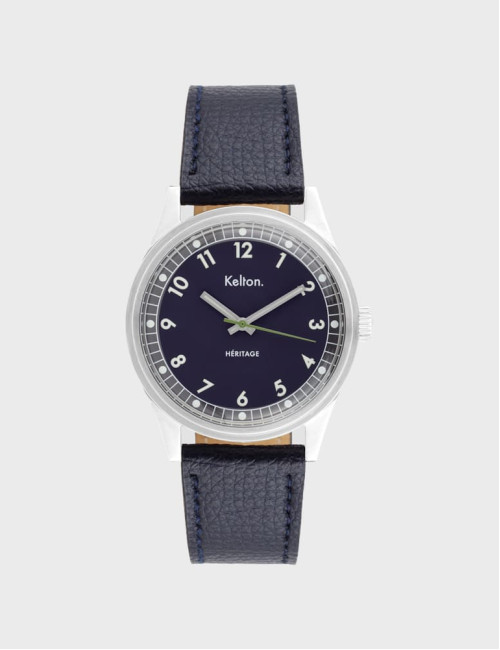 Zegarek retro kolorowy granatowy Kelton Héritage Navy Epsom Navy (granatowy pasek)
