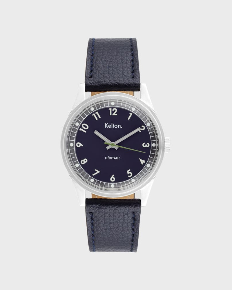 Kelton Héritage Navy Epsom Navy – zegarek retro kolorowy granatowy (granatowy pasek)