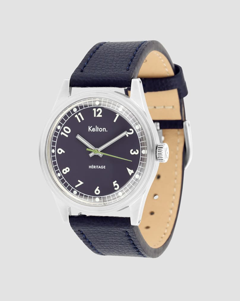 Kelton Héritage Navy Epsom Navy – zegarek retro kolorowy granatowy z paskiem Epsom granatowy Kelton Héritage Navy Epsom Navy – zegarek retro kolorowy granatowy z paskiem Epsom granatowy