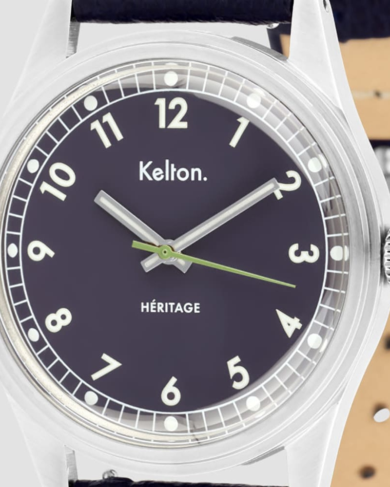 Kelton Héritage Navy Epsom Navy – zegarek retro kolorowy granatowy z paskiem Epsom granatowy Kelton Héritage Navy Epsom Navy – zegarek retro kolorowy granatowy z paskiem Epsom granatowy