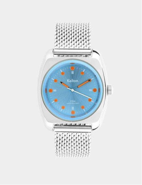 Zegarek retro kolorowy niebiesko-pomarańczowy Kelton RC2 Blue Orange Mesh