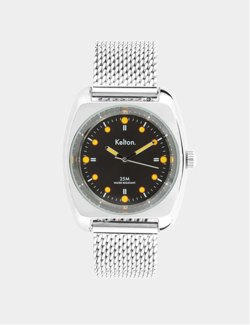 Zegarek retro kolorowy czarno-żółty Kelton RC2 Noir Jaune Mesh