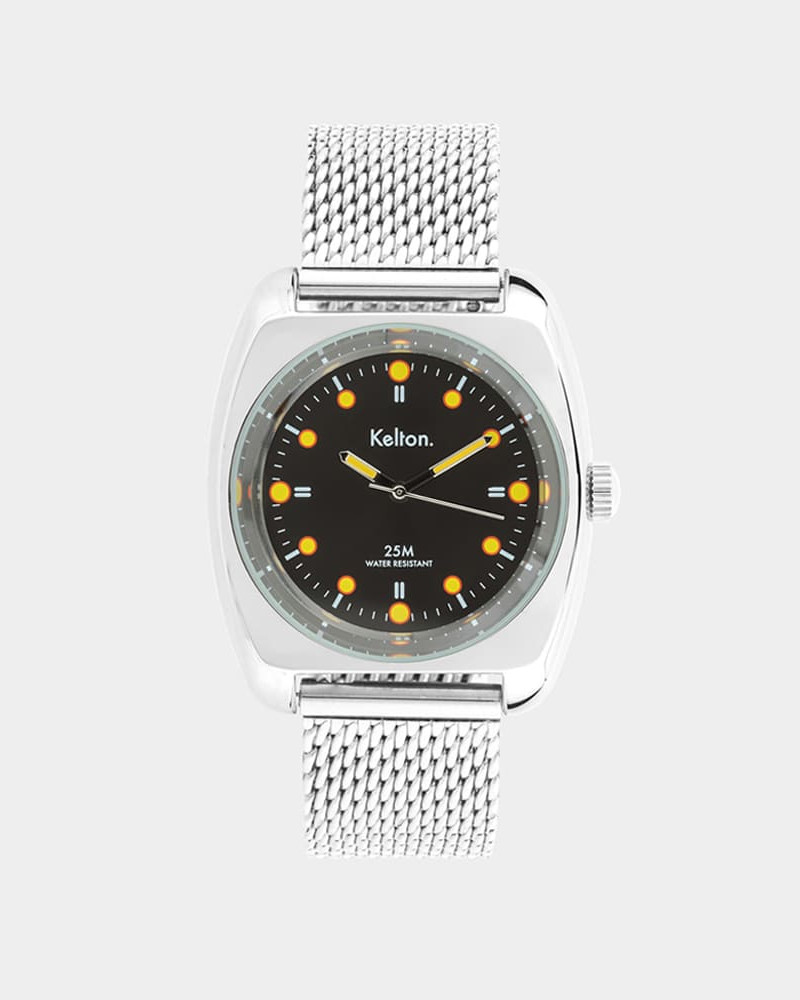 Kelton RC2 Noir Jaune Mesh – zegarek retro kolorowy czarno-żółty Kelton RC2 Noir Jaune Mesh – zegarek retro kolorowy czarno-żółty