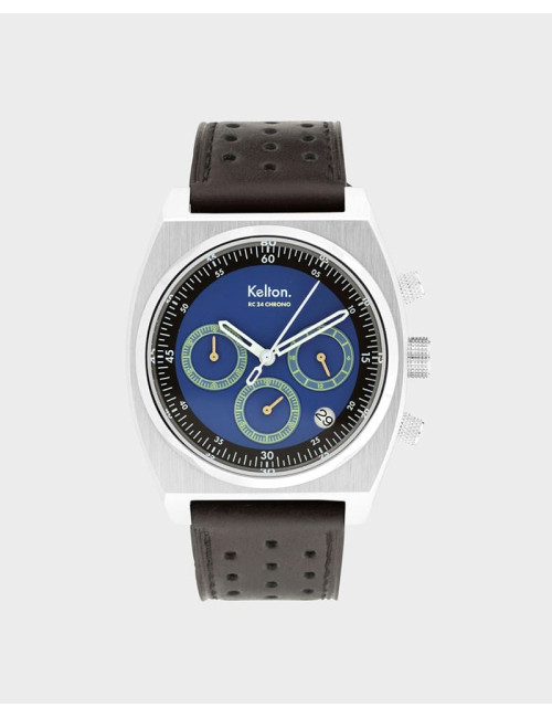 Zegarek sportowy męski  z chronografem Kelton RC 24 Chrono méca-quartz Blue niebieską tarczą + czarny pasek