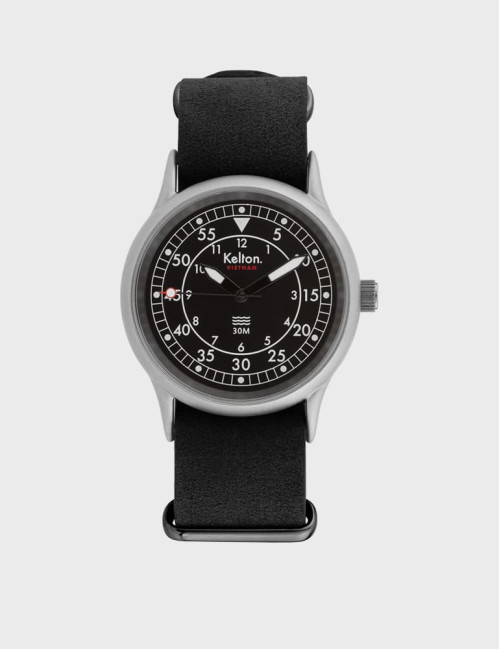 Zegarek sportowy Kelton VTNM Nato Black Mechanical czarna tarczą + czarny pasek